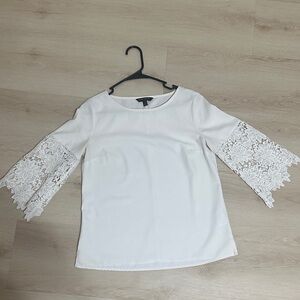 Banana Republic White Lace Sleeve Blouse